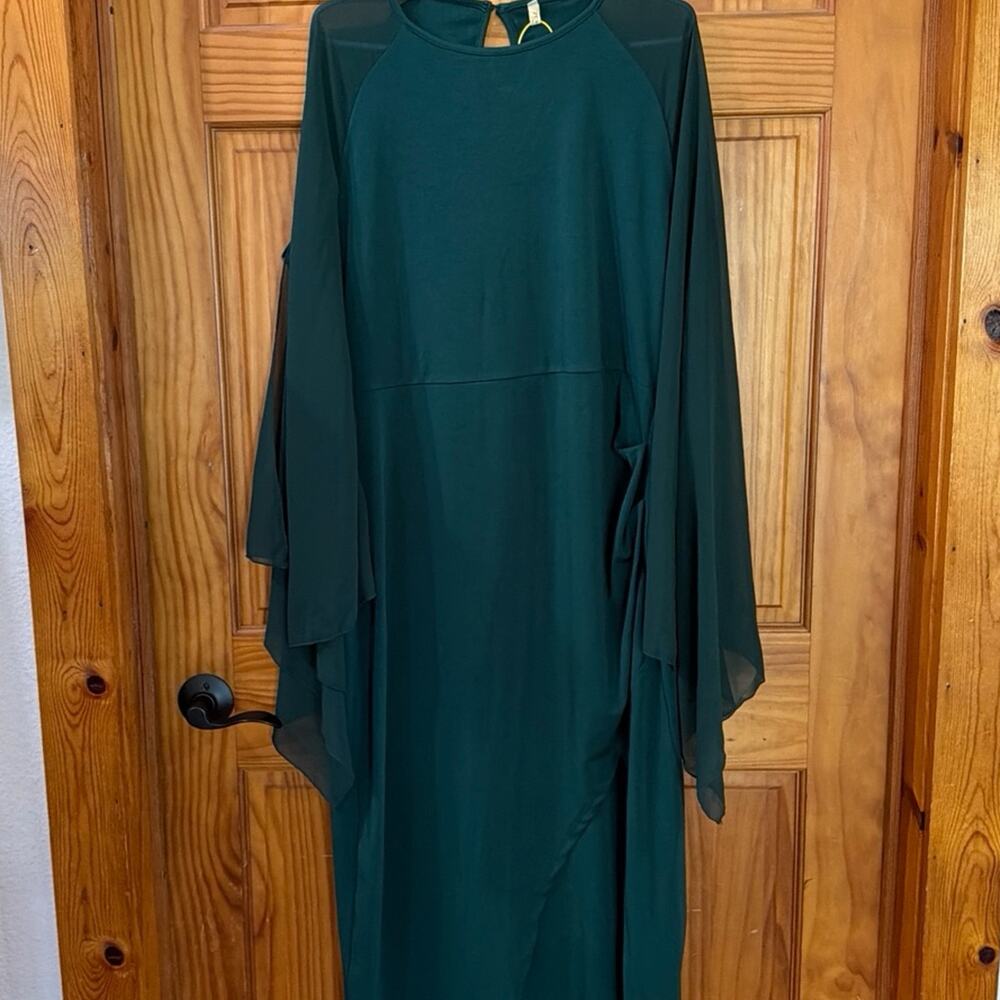 Women's Green Flowy Long Sleeve Dress Size 3XL